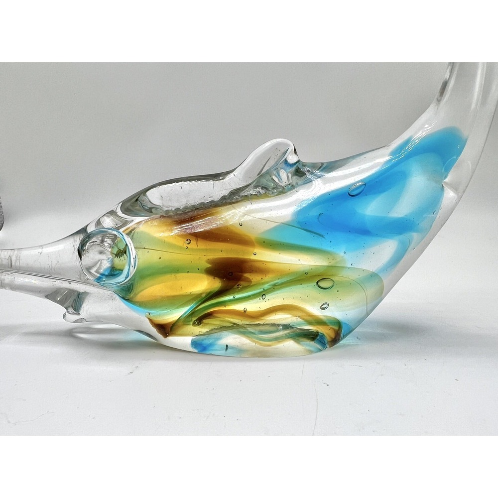 Vintage Art Glass Sculpture Swordfish Fish Sailfish Artisan - Picture 3 of 11